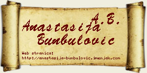 Anastasija Bunbulović vizit kartica